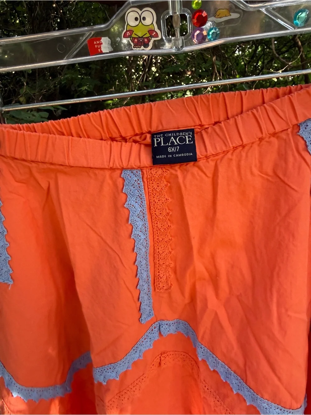 Bright Orange Embroidered Flared Skirt